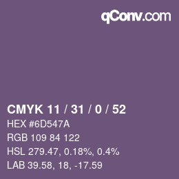 颜色代码: CMYK 11 / 31 / 0 / 52 | qconv.com
