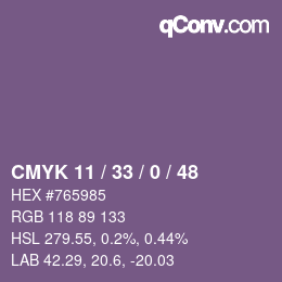 Farbcode: CMYK 11 / 33 / 0 / 48 | qconv.com