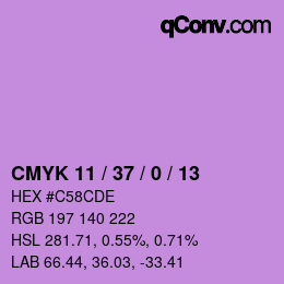 カラーコード: CMYK 11 / 37 / 0 / 13 | qconv.com
