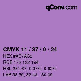 カラーコード: CMYK 11 / 37 / 0 / 24 | qconv.com