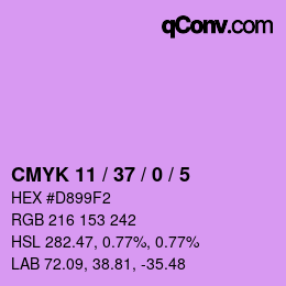 カラーコード: CMYK 11 / 37 / 0 / 5 | qconv.com