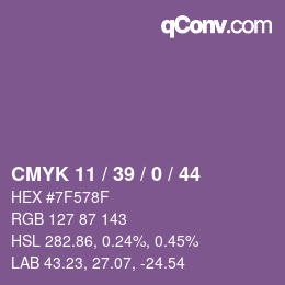 Color code: CMYK 11 / 39 / 0 / 44 | qconv.com