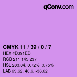 カラーコード: CMYK 11 / 39 / 0 / 7 | qconv.com