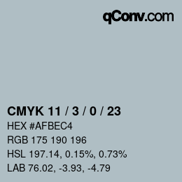 Color code: CMYK 11 / 3 / 0 / 23 | qconv.com