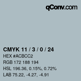 颜色代码: CMYK 11 / 3 / 0 / 24 | qconv.com