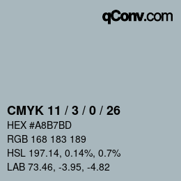 Color code: CMYK 11 / 3 / 0 / 26 | qconv.com