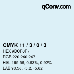 カラーコード: CMYK 11 / 3 / 0 / 3 | qconv.com