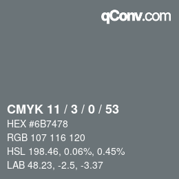 Color code: CMYK 11 / 3 / 0 / 53 | qconv.com
