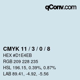 カラーコード: CMYK 11 / 3 / 0 / 8 | qconv.com