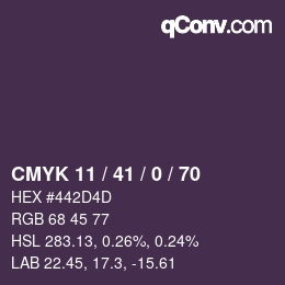 カラーコード: CMYK 11 / 41 / 0 / 70 | qconv.com