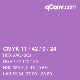 颜色代码: CMYK 11 / 42 / 0 / 24 | qconv.com