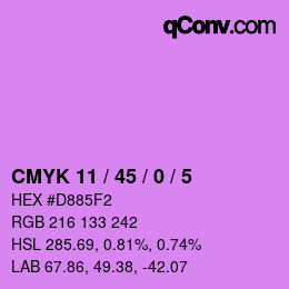 カラーコード: CMYK 11 / 45 / 0 / 5 | qconv.com