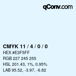カラーコード: CMYK 11 / 4 / 0 / 0 | qconv.com
