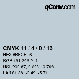 カラーコード: CMYK 11 / 4 / 0 / 16 | qconv.com