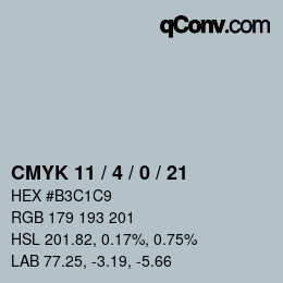 Color code: CMYK 11 / 4 / 0 / 21 | qconv.com