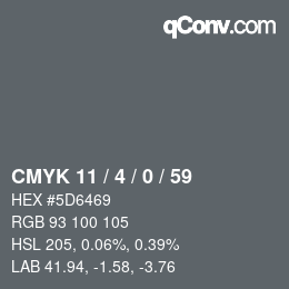 カラーコード: CMYK 11 / 4 / 0 / 59 | qconv.com