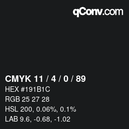 Farbcode: CMYK 11 / 4 / 0 / 89 | qconv.com