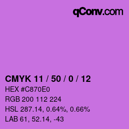 カラーコード: CMYK 11 / 50 / 0 / 12 | qconv.com