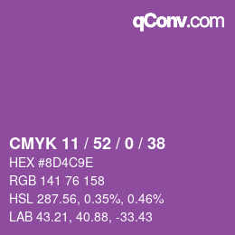 カラーコード: CMYK 11 / 52 / 0 / 38 | qconv.com