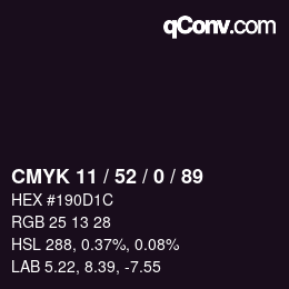 Color code: CMYK 11 / 52 / 0 / 89 | qconv.com
