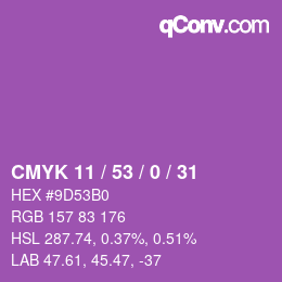 颜色代码: CMYK 11 / 53 / 0 / 31 | qconv.com
