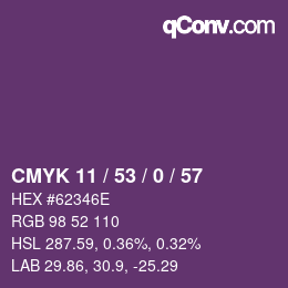 Color code: CMYK 11 / 53 / 0 / 57 | qconv.com