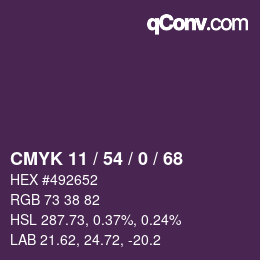 Color code: CMYK 11 / 54 / 0 / 68 | qconv.com
