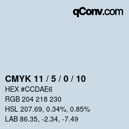 カラーコード: CMYK 11 / 5 / 0 / 10 | qconv.com