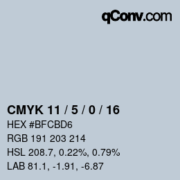カラーコード: CMYK 11 / 5 / 0 / 16 | qconv.com