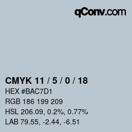 カラーコード: CMYK 11 / 5 / 0 / 18 | qconv.com