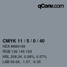 Color code: CMYK 11 / 5 / 0 / 40 | qconv.com