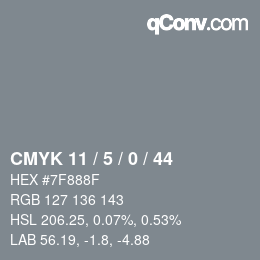 カラーコード: CMYK 11 / 5 / 0 / 44 | qconv.com
