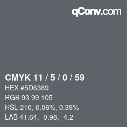 颜色代码: CMYK 11 / 5 / 0 / 59 | qconv.com