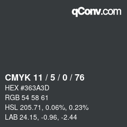 Color code: CMYK 11 / 5 / 0 / 76 | qconv.com