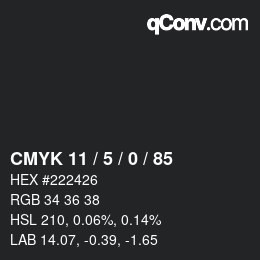 Color code: CMYK 11 / 5 / 0 / 85 | qconv.com