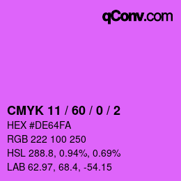 カラーコード: CMYK 11 / 60 / 0 / 2 | qconv.com