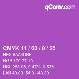 颜色代码: CMYK 11 / 60 / 0 / 25 | qconv.com