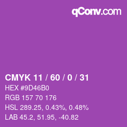 颜色代码: CMYK 11 / 60 / 0 / 31 | qconv.com