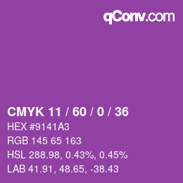 カラーコード: CMYK 11 / 60 / 0 / 36 | qconv.com