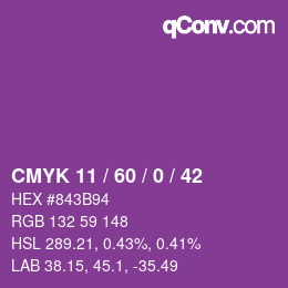 カラーコード: CMYK 11 / 60 / 0 / 42 | qconv.com