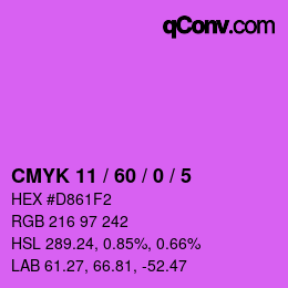 カラーコード: CMYK 11 / 60 / 0 / 5 | qconv.com