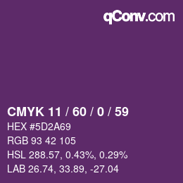 カラーコード: CMYK 11 / 60 / 0 / 59 | qconv.com