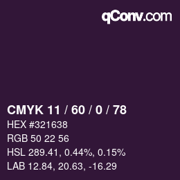 カラーコード: CMYK 11 / 60 / 0 / 78 | qconv.com