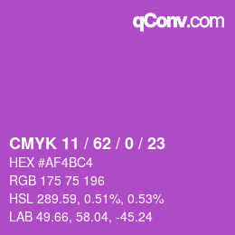 Color code: CMYK 11 / 62 / 0 / 23 | qconv.com