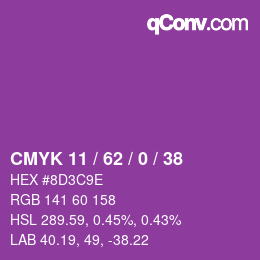 カラーコード: CMYK 11 / 62 / 0 / 38 | qconv.com