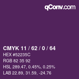 Color code: CMYK 11 / 62 / 0 / 64 | qconv.com