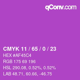 カラーコード: CMYK 11 / 65 / 0 / 23 | qconv.com