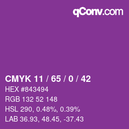 カラーコード: CMYK 11 / 65 / 0 / 42 | qconv.com