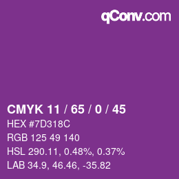 Color code: CMYK 11 / 65 / 0 / 45 | qconv.com