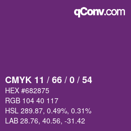 Color code: CMYK 11 / 66 / 0 / 54 | qconv.com